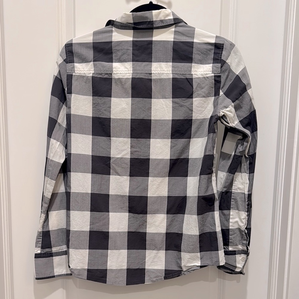 J. Crew Size 4 Black and White Buffalo Plaid Long Sleeve Button Down Shirt - Picture 5 of 9